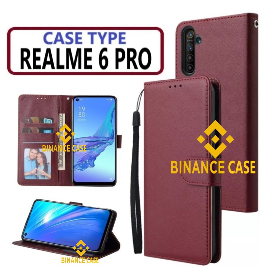 LEATHER FLIP CASE REALME 6 PRO CASE KULIT FLIP WALLET LEATHER KULIT PREMIUM SARUNG BUKA TUTUP KESING