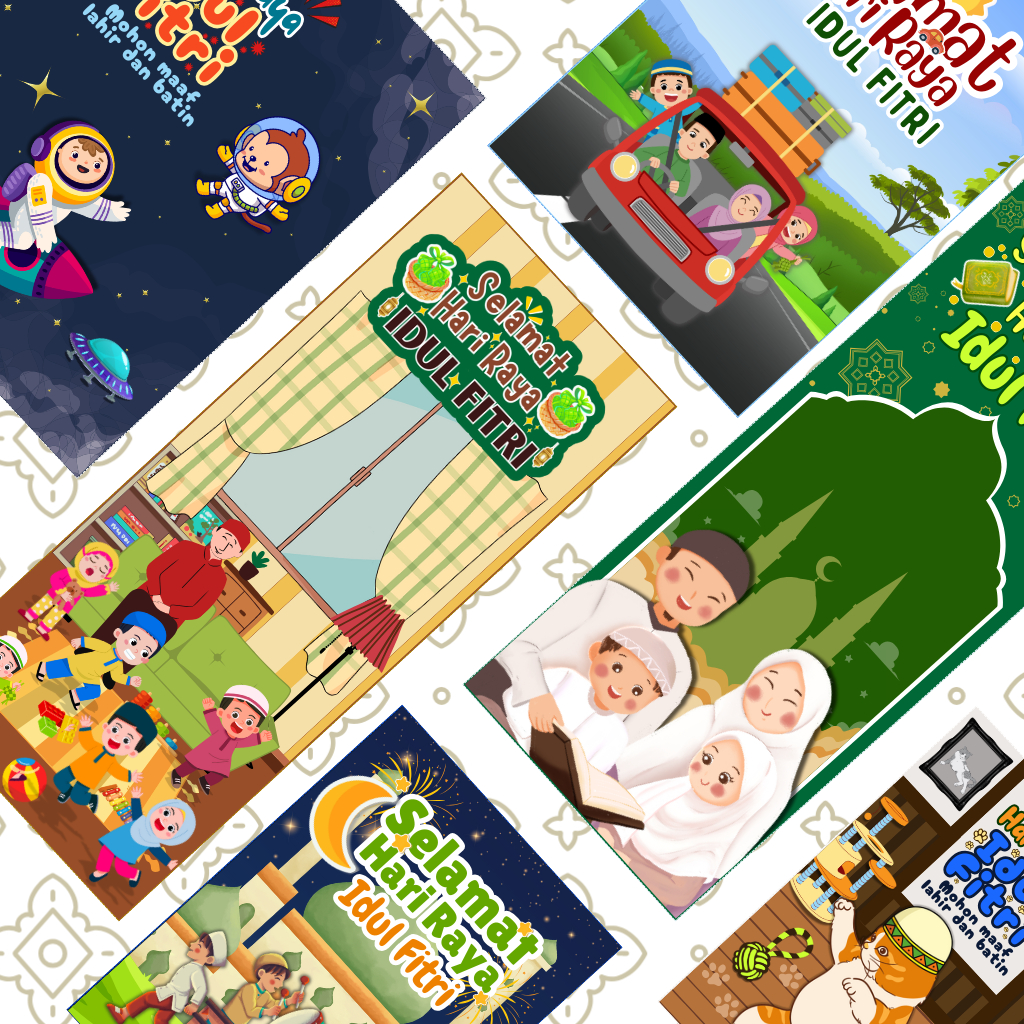 

Meetfun (10 pcs) amplop lebaran/kartu Idul Fitri/Mubarak/Hari Raya motif kartun lucu dan unik