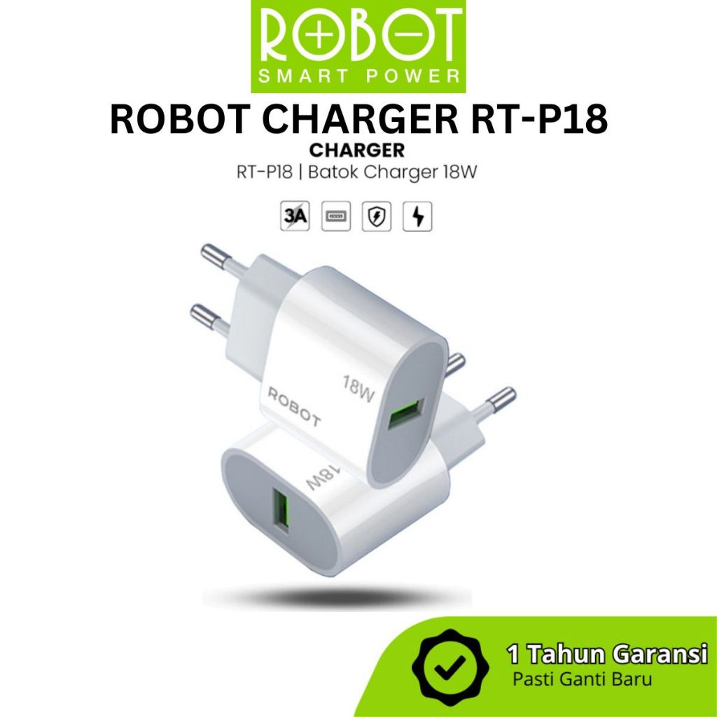 ROBOT RT-P18 Charger Quick Charge Travel Adapter Adaptor 3A 18W