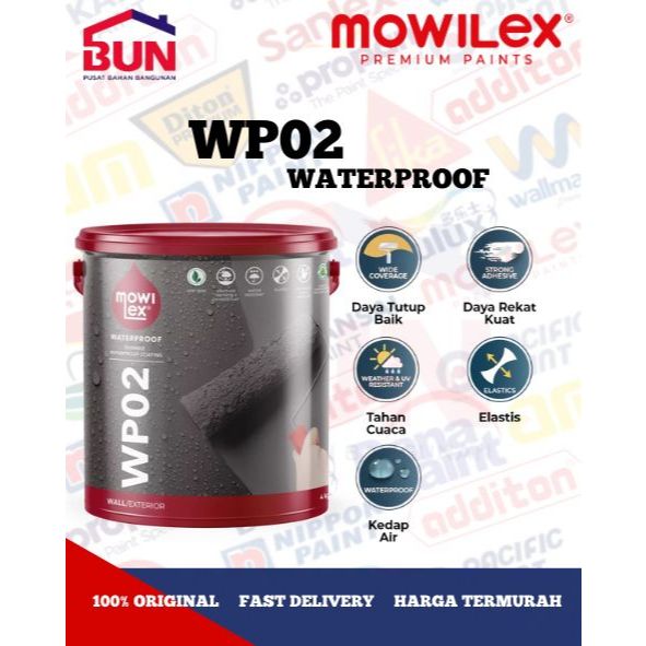 MOWILEX WP02 WATERPROOFING 4 KG CAT PELAPIS ANTI BOCOR 4KG -  WP 909 MERLIN GREY