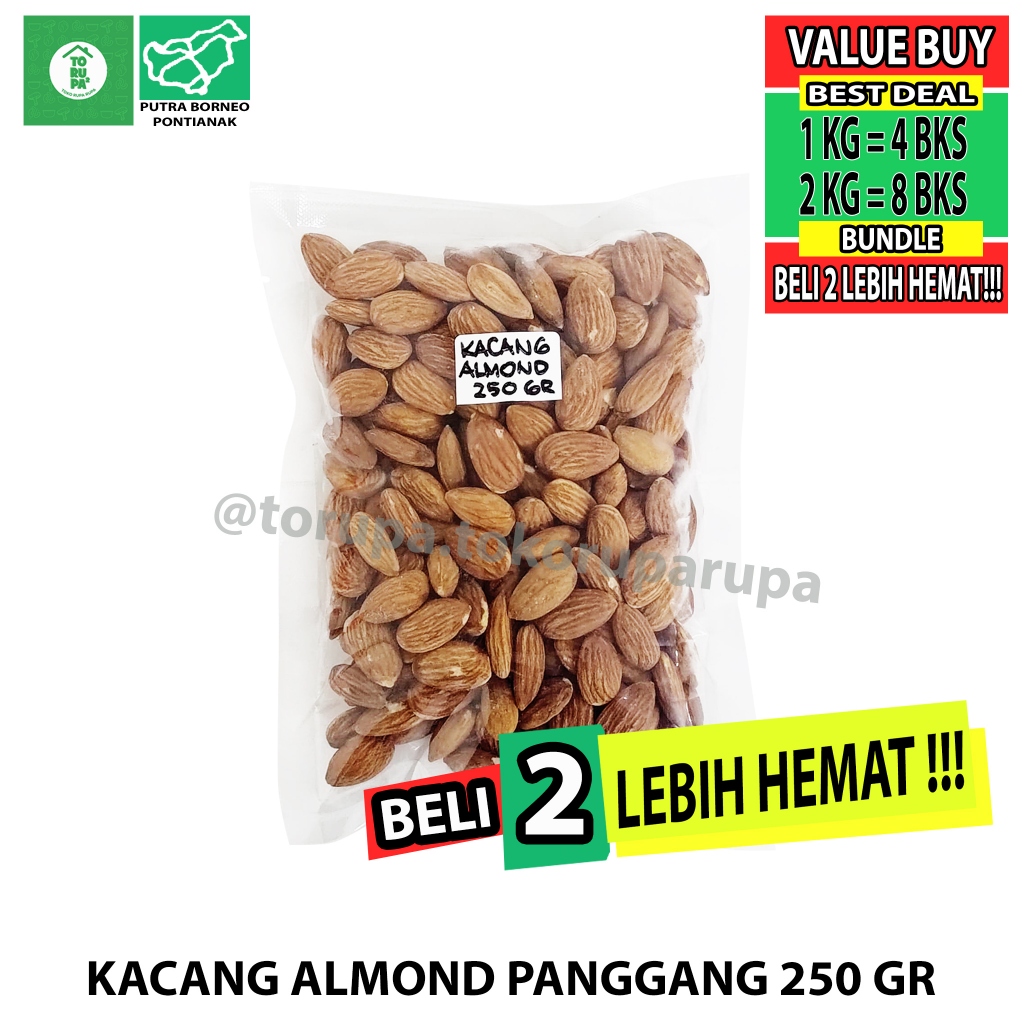 

Kacang Almond Panggang Siap Makan 250 gr / Roasted Almond Nut Snack Sehat Untuk Diet