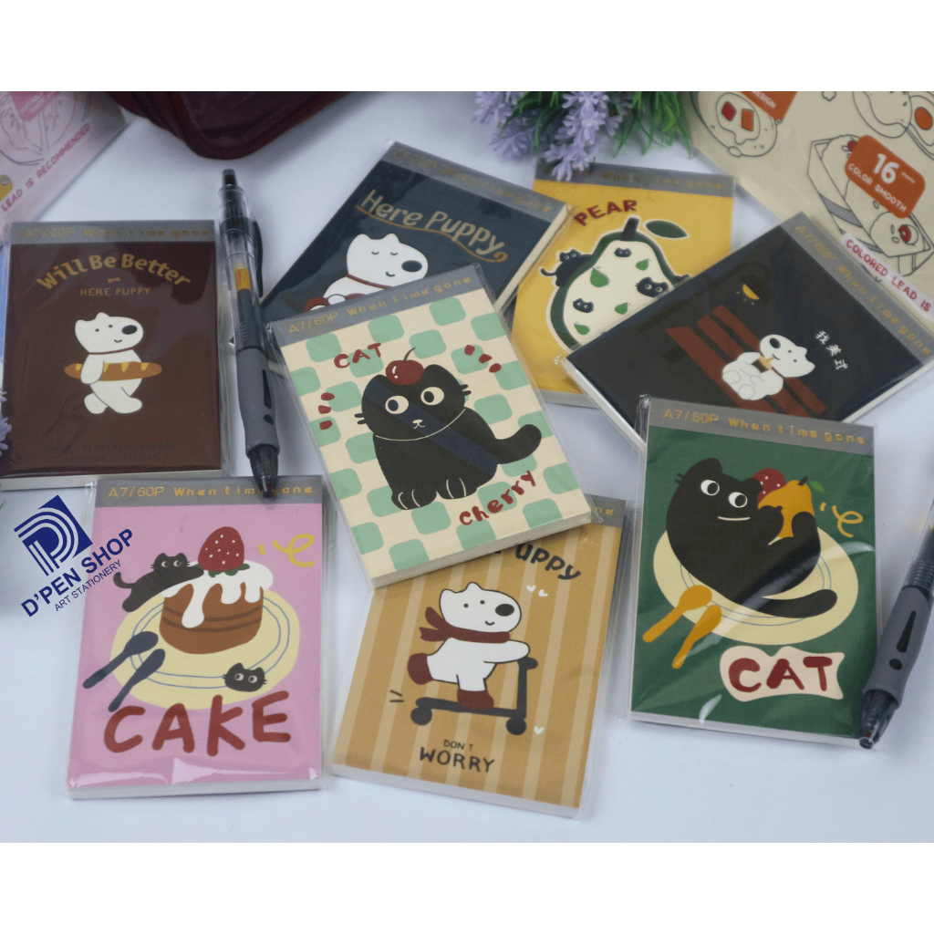 

Notebook A7 Cute Puppy Buku Catatan Mini 60 Halaman cat Garis Ivory White Paper Jurnal To Do List