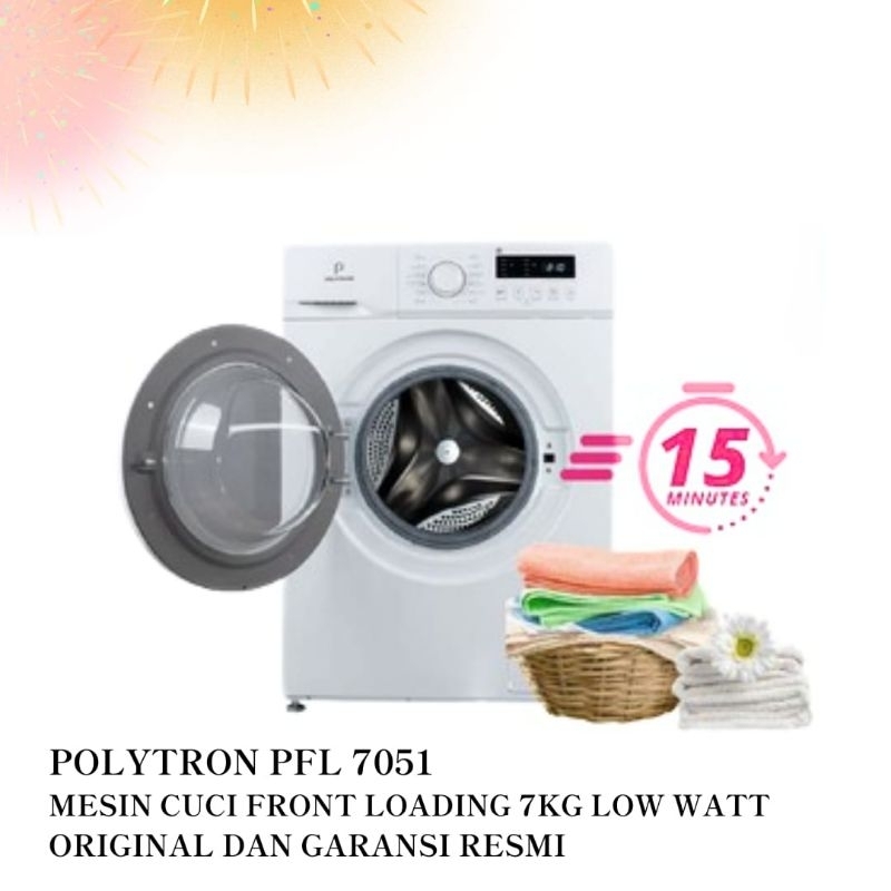 POLYTRON PFL 7051 Mesin cuci front loading 7kg mesin cuci plus pengering mesin cuci low Watt PFL7051