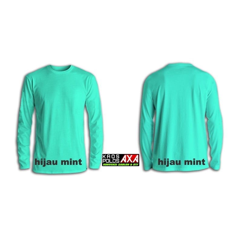 kaos polos cotton combet 30s hijau mint panjang