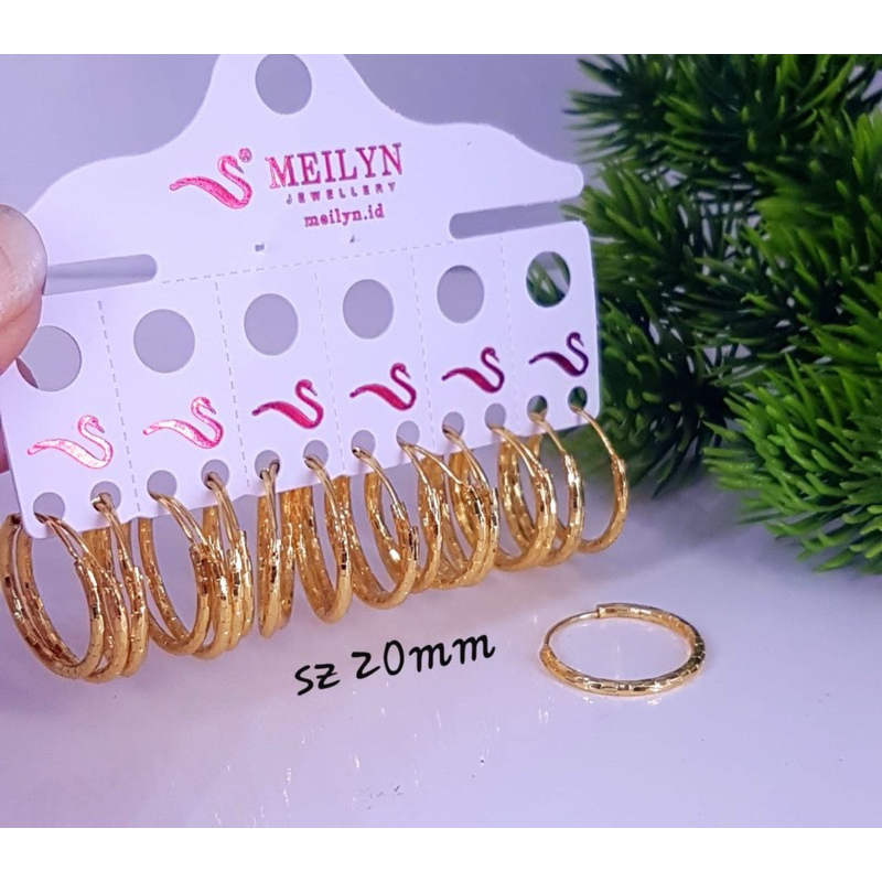 Anting bambu lingkar replika emas asli 24k