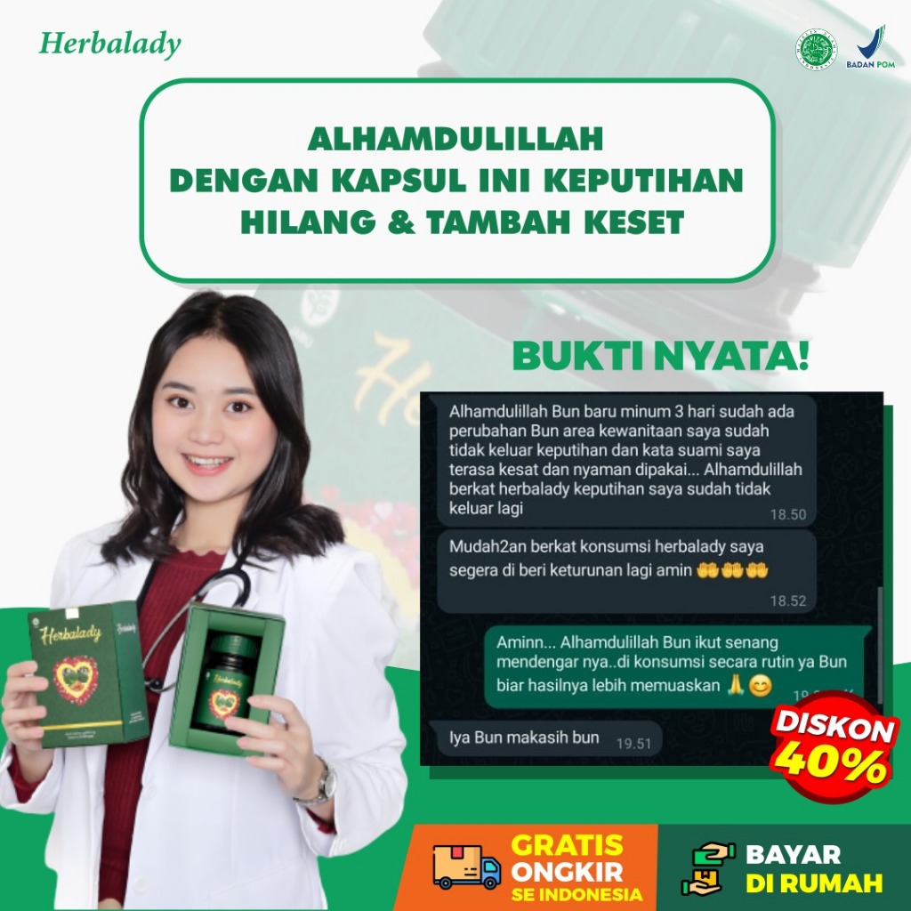 New HERBALADY - OBAT KEPUTIHAN HERBAL AMPUH MANJAKANI. SOLUSI AREA KEWANITAAN. SUDAH HALAL & BPOM