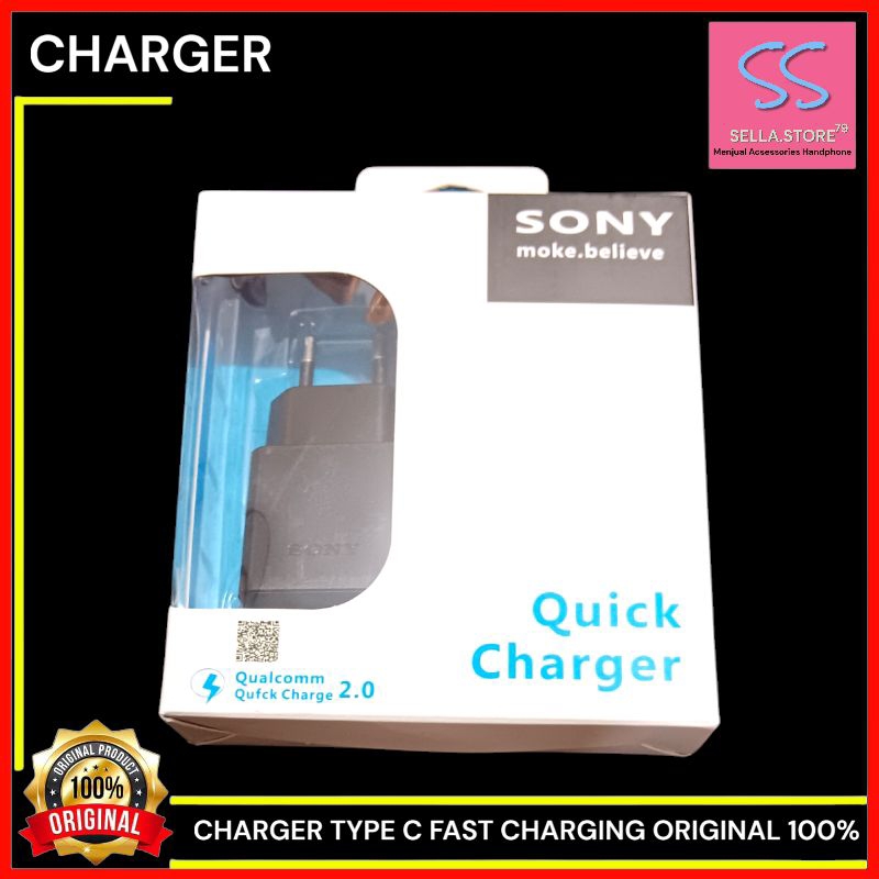 Charger Original SONY Xperia XA2 XZ3 XZ2 XZ2 Premium X Compact Type C Fast Charging