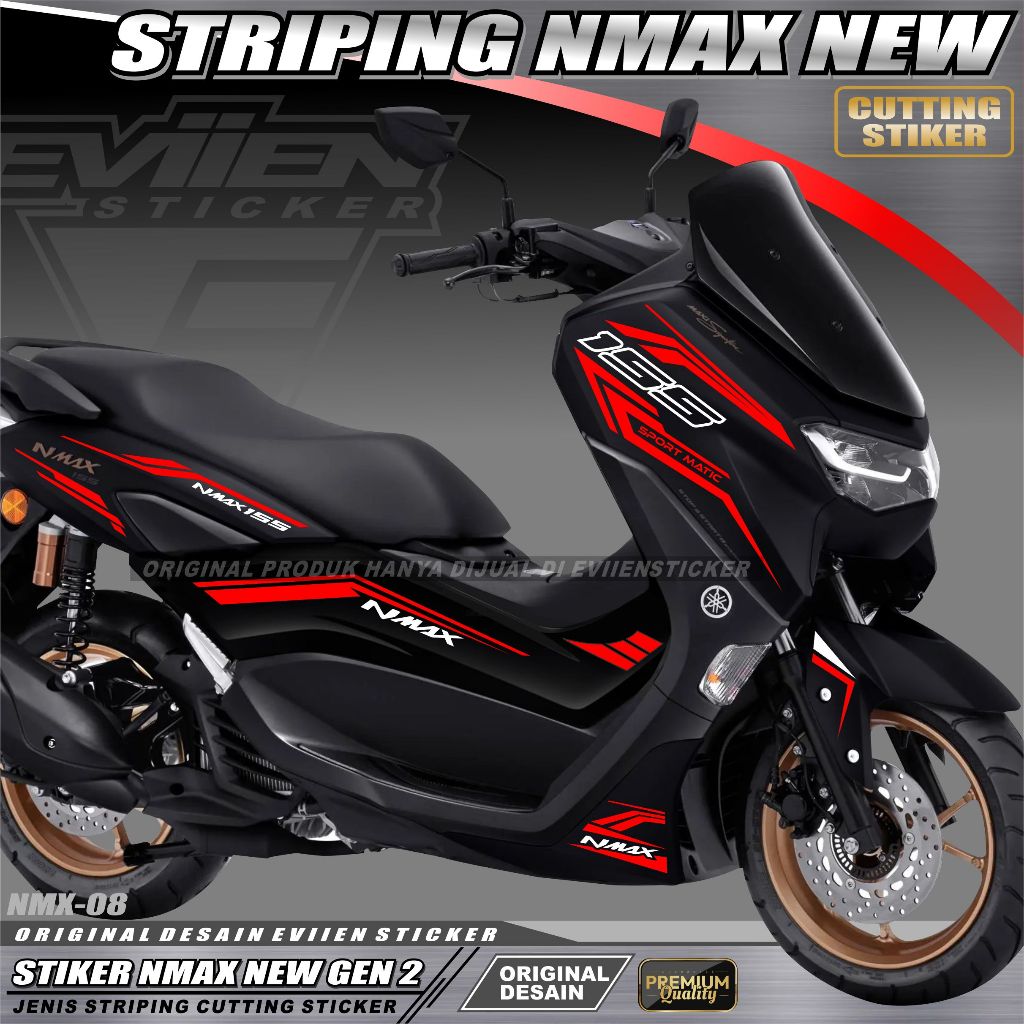 STIKER MOTOR NMAX NEW TAHUN 2020 2021 2022 2023 2024 STRIPING CUTTING STICKER NMX-08
