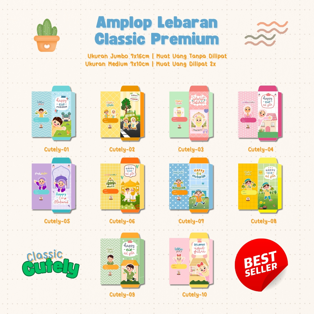 

Amplop Lebaran Medium, Bahan Premium, Unik & Elegan - Muat Uang Dilipat 2