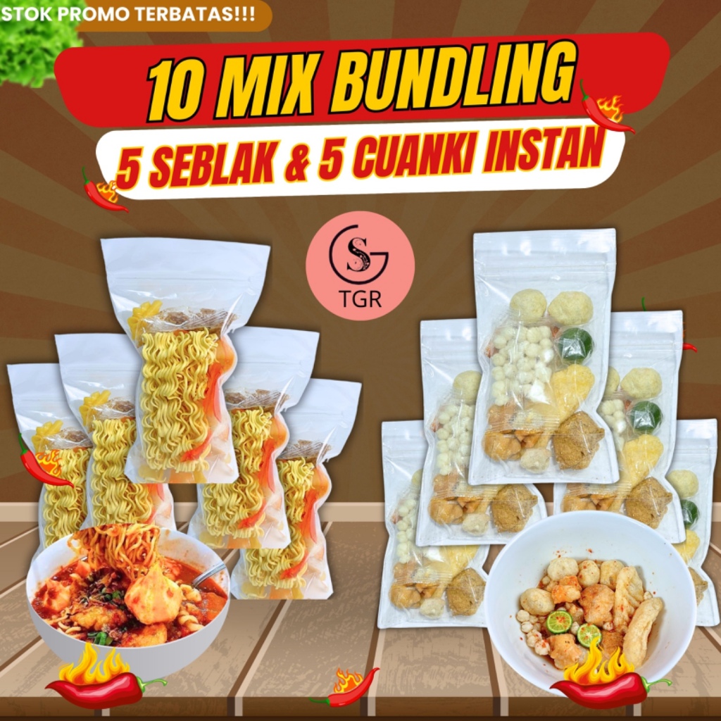 

MIX 10 BUNDLING 5 SEBLAK INSTAN 5 CUANKI INSTAN FOOD