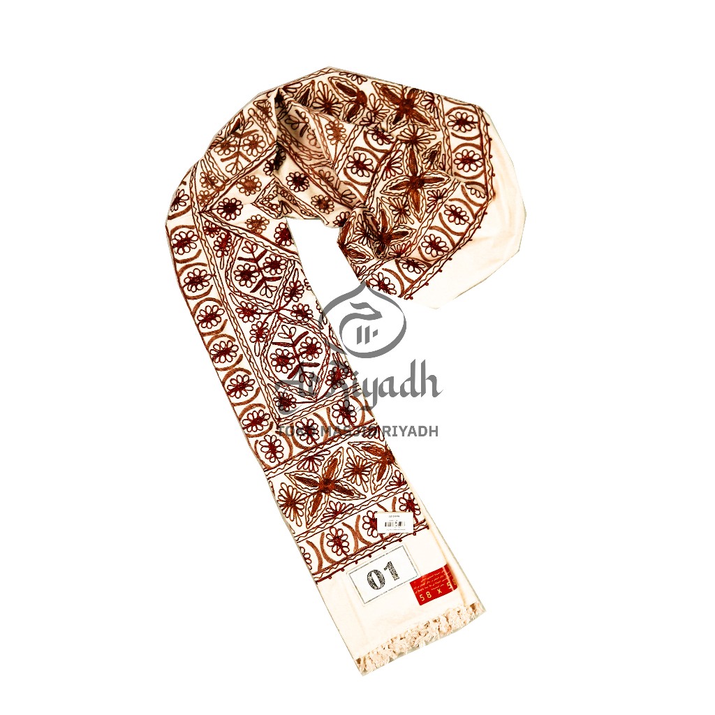 Sorban GABANA HIJAZI Kashmiri Persegi Full Motif Sulam Timbul