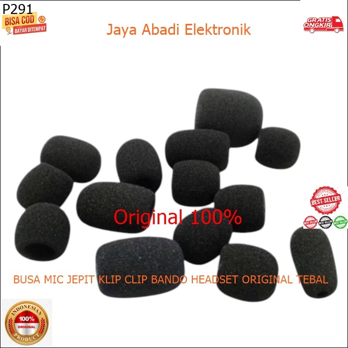 P291 BUSA MIC JEPIT KLIP CLIP BANDO HEADSET ORIGINAL TEBAL SARUNG MIK PELINDUNG MIX SPON MICROPHONE