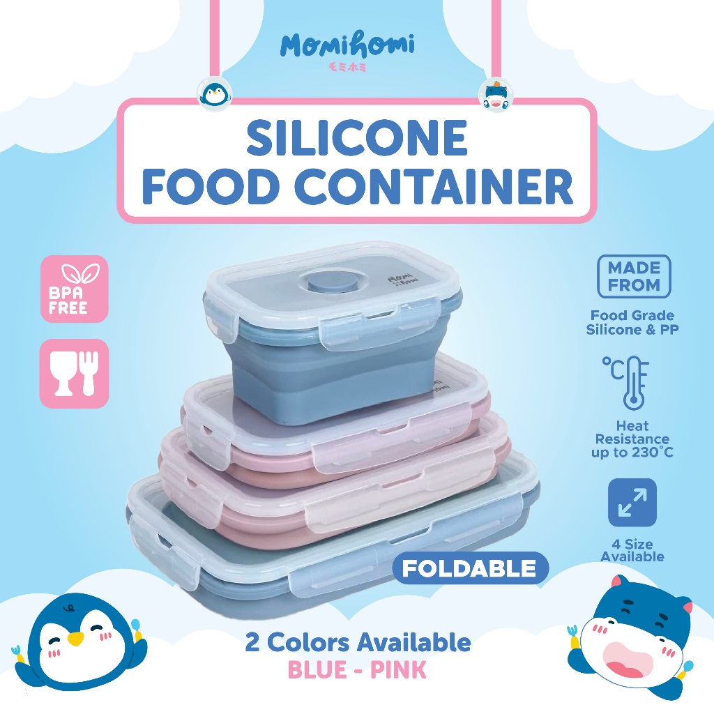 [SILIKON LEBIH TEBAL] Momi Homi Silikon Food Container 3011 Tempat Penyimpanan Makanan Silikon Folda