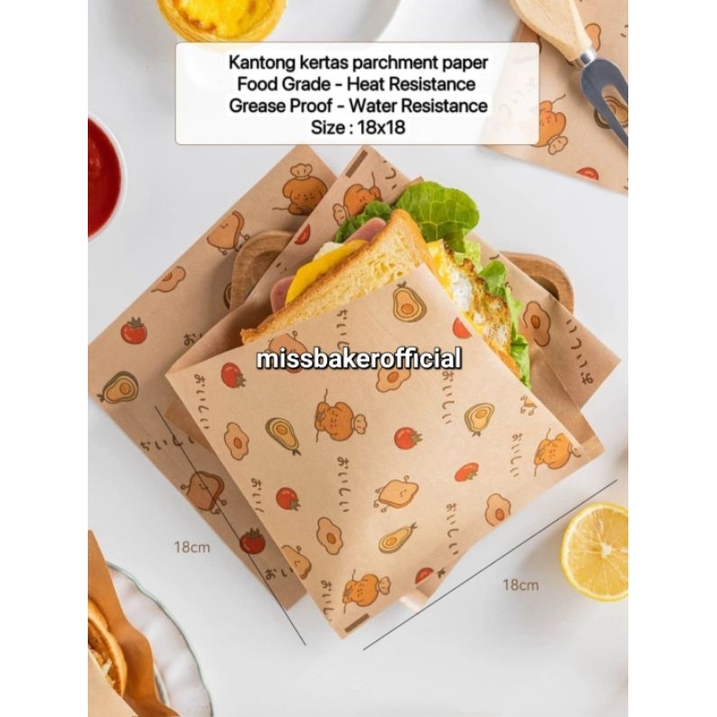 18x18 kertas roti/kertas donat/box donat/kertas sandwich/kertas burger/box lebaran/kotak donat/donut