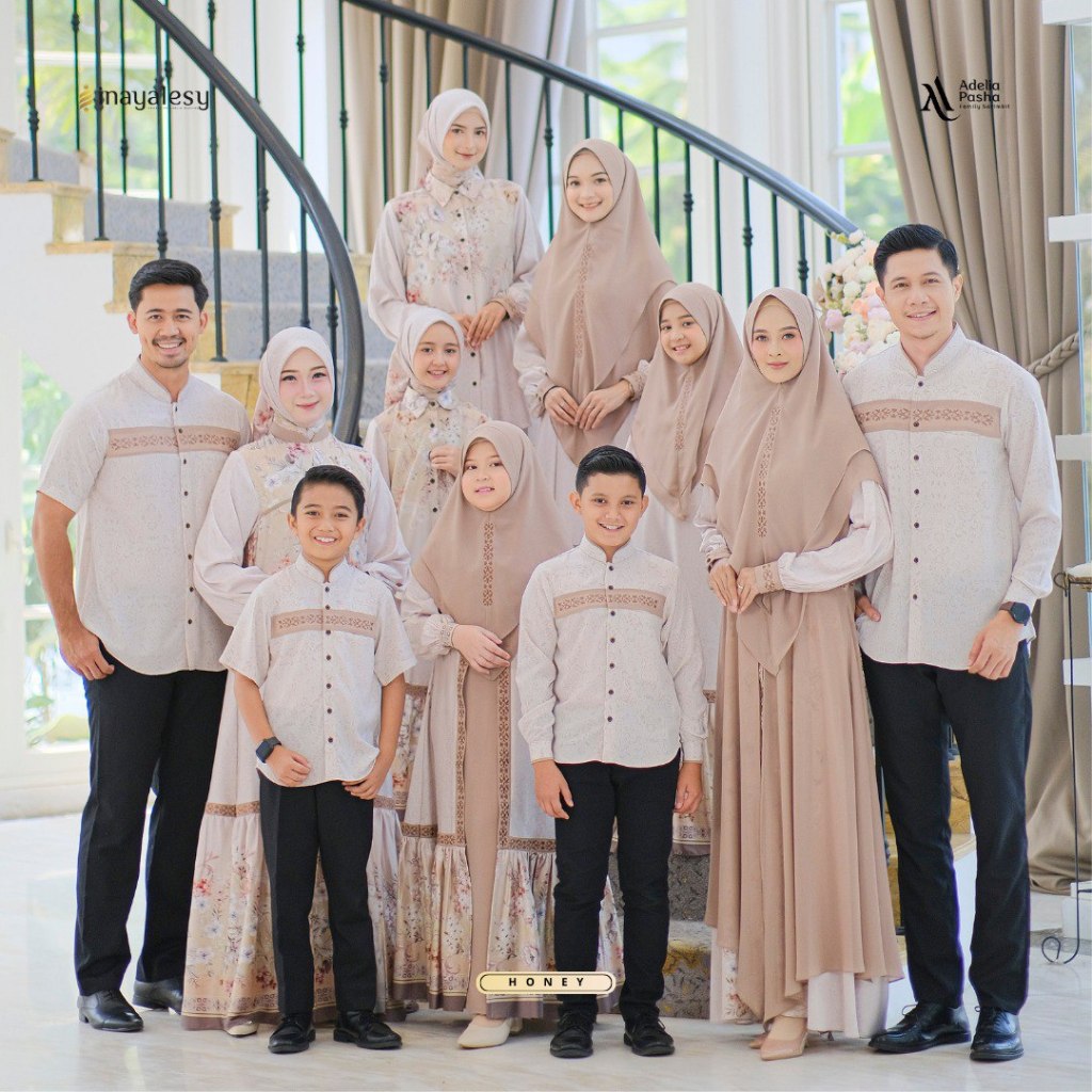 Gamis Dress Wanita Adelia Pasha by Inaya Lesy Varian Basic Set Khimar/Segi Empat Motif Bunga Elegant