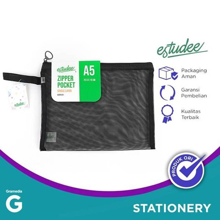 

Estudee Zipper Pocket Single Layer A5 Soft Black Eszp5121