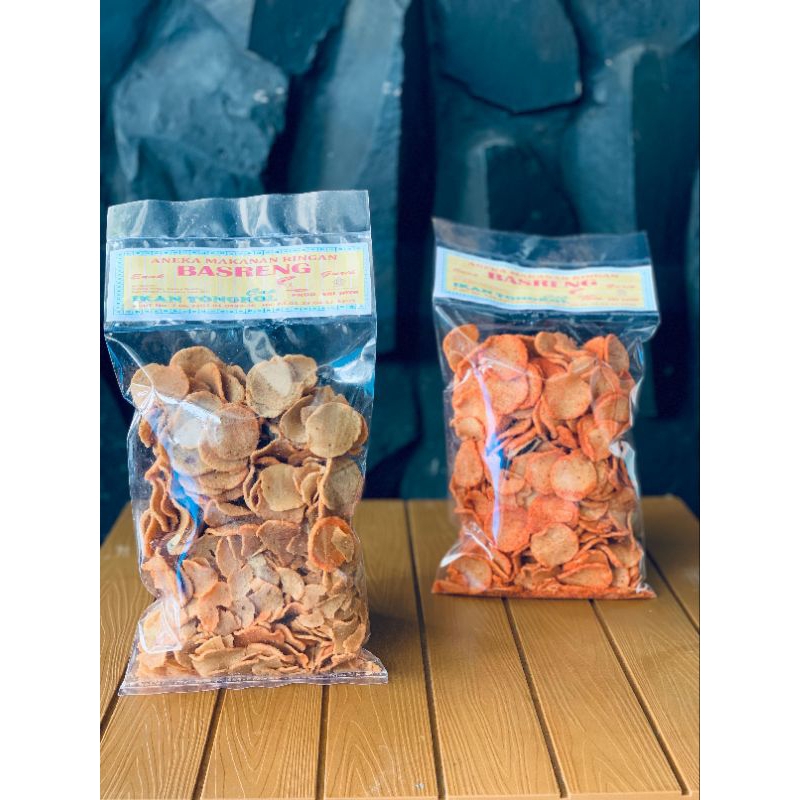

basreng ikan tongkol 250 gram, rasa original dan pedas, harga satuan 15000