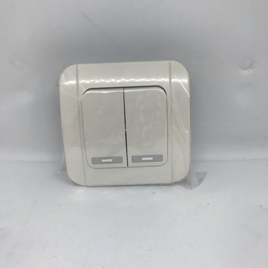 Saklar BROCO GALLEO SAKLAR 2 GANG DOUBLE SERI SNOW WHITE