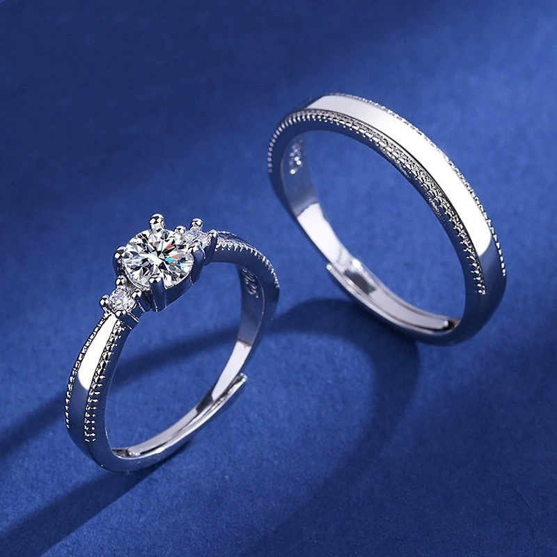 Cincin Tunangan Couple Silver Nikah Pasangan Pria Wanita Cincin Perak S925 Premium Ring Cincin Kawin