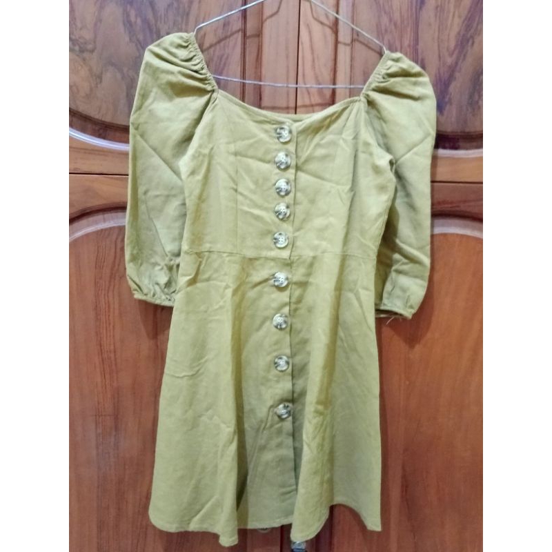 Preloved ~ Blouse Linen Olive