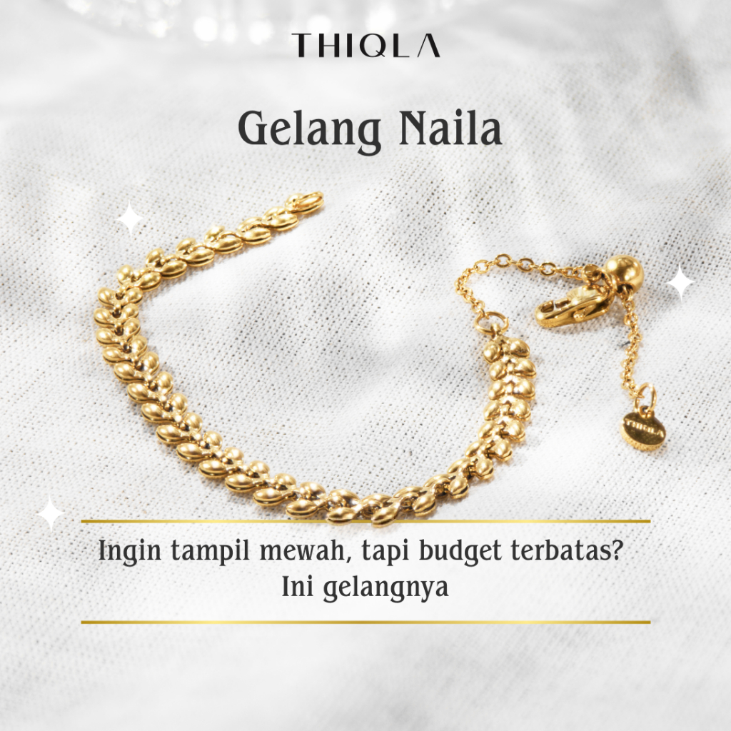 THIQLA - Gelang Serut Naila - Gelang Tangan Wanita - Gelang Mirip Emas Asli - Gelang Bunga - Gelang 