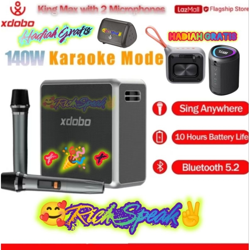XDOBO KING MAX 140W RMS KARAOKE HOME THEATRE WIRELESS PORTABLE SPEAKER NOUETOOTH 5.2