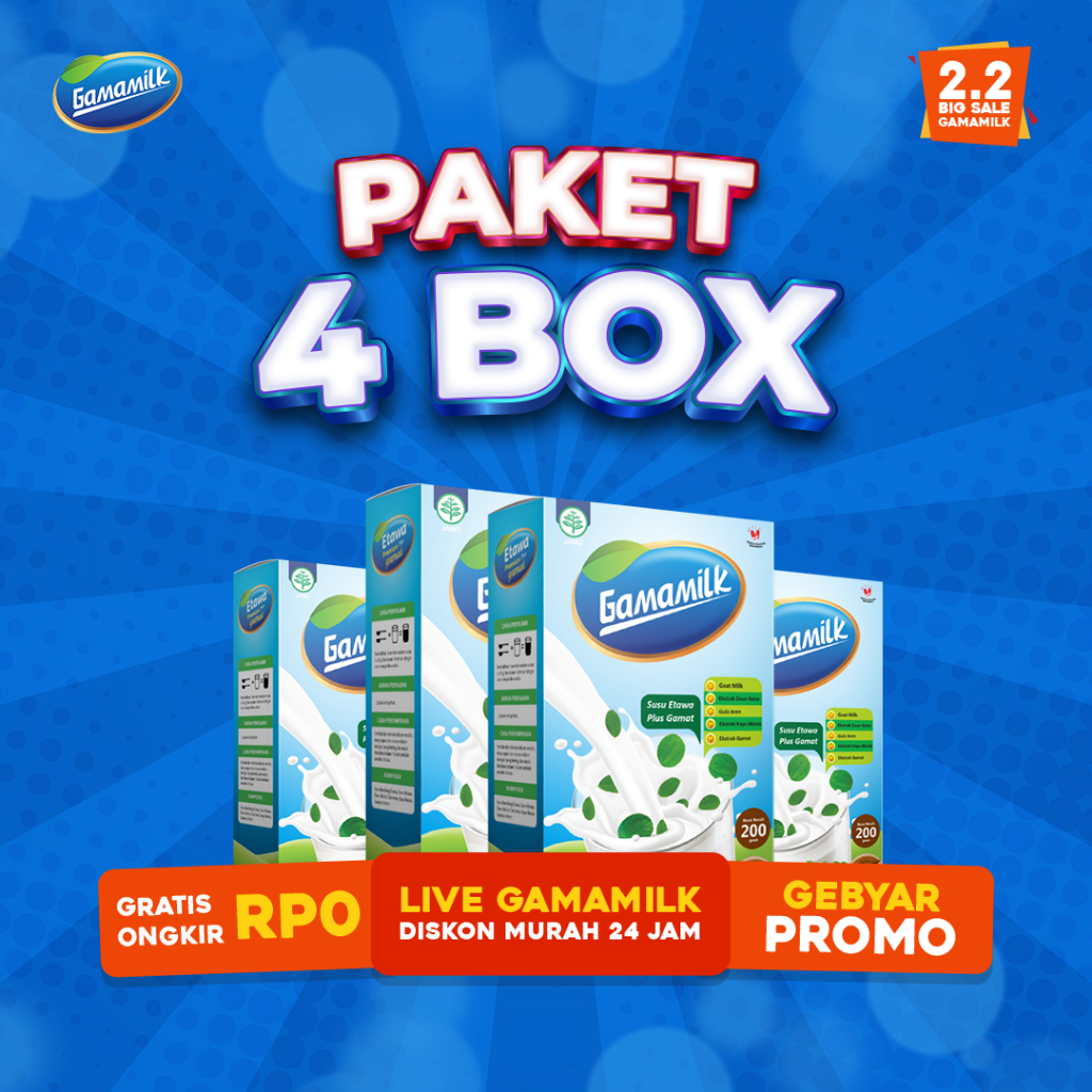 

PAKET 4 BOX - GAMAMILK Susu Kambing Etawa Plus Ekstrak Gamat - HALAL Dan BPOM