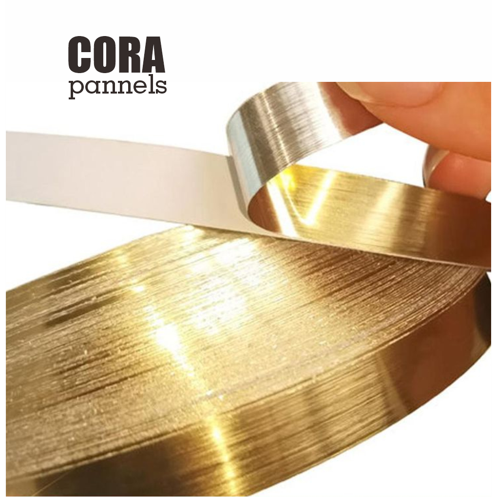 Alumunium Strip Stripes HPL Titanium Hairline Gold Black Silver Signage 400 meter m Lentur 4 cm 4cm 