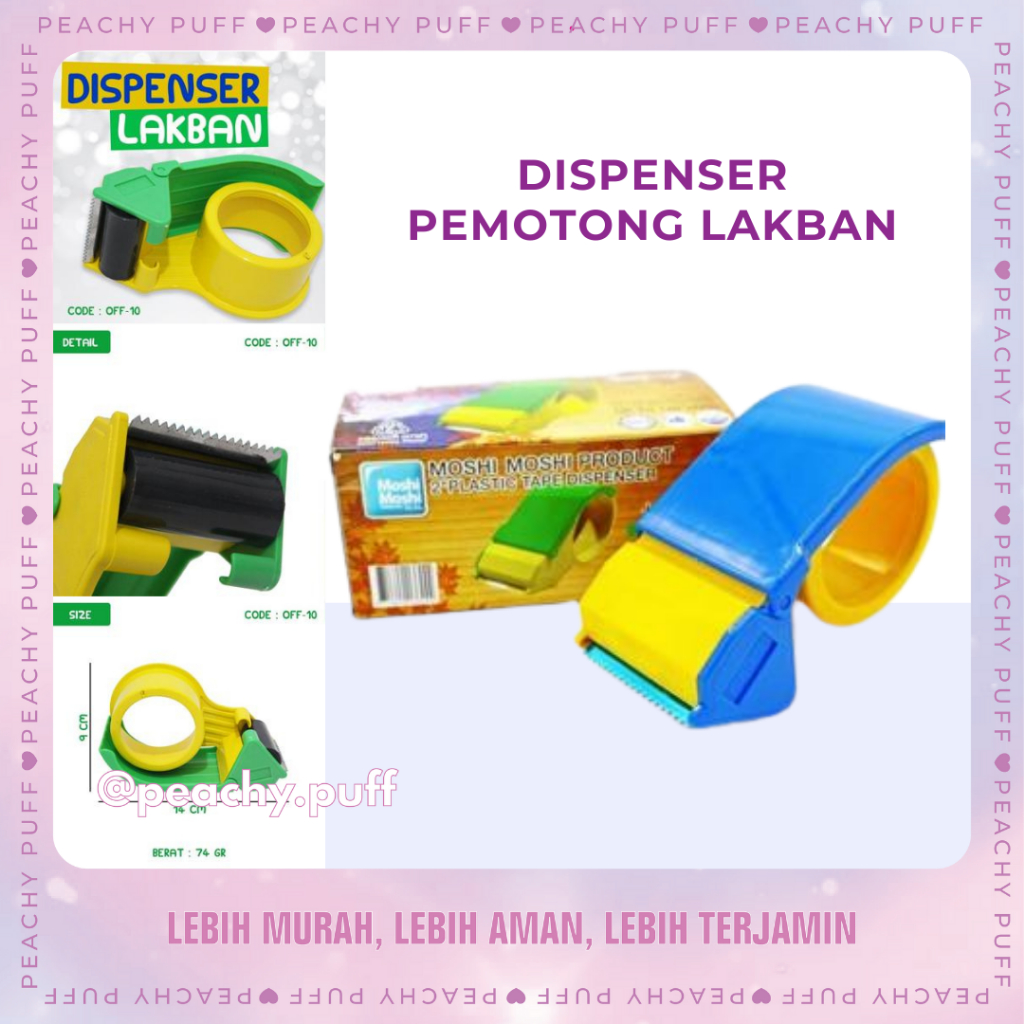 

Dispenser Lakban – Pemotong Lakban Praktis Ukuran 2 Inch untuk Pengemasan Cepat dan Mudah | Moshi Moshi Tape Dispenser (DISPENSER LAKBAN PLASTIK)