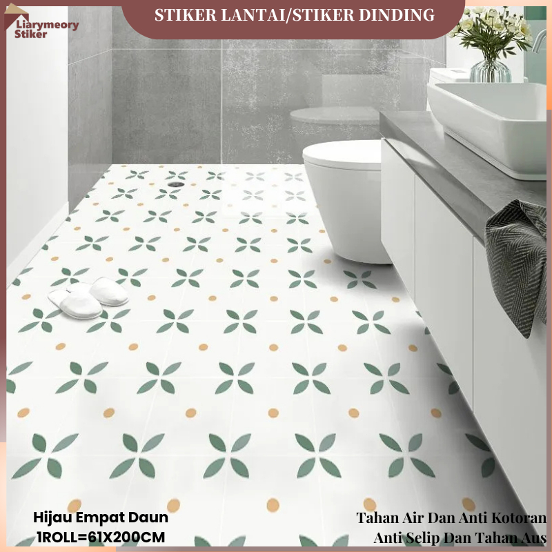 Sticker Kamar Mandi Tebal Anti Licin Perekat Diri 60x200cm Keramik Lantai Kamar Mandi Toilet Balkon