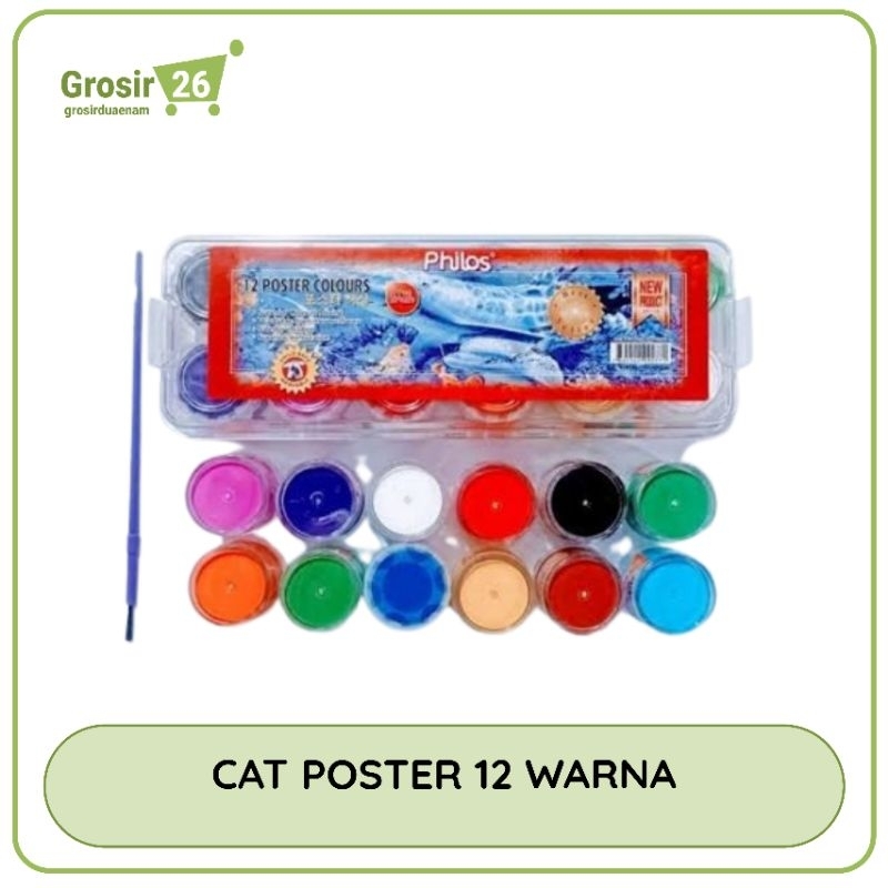 

(1 set) cat poster lukis colour philos 12 warna | kemasan botol 15 ml