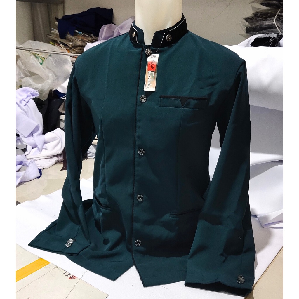 Jasko Jas Koko Terlaris Putih Hitam Polos Jas Koko Pria Dewasa / Jas Mandarin Atasan Muslim Pria TOP