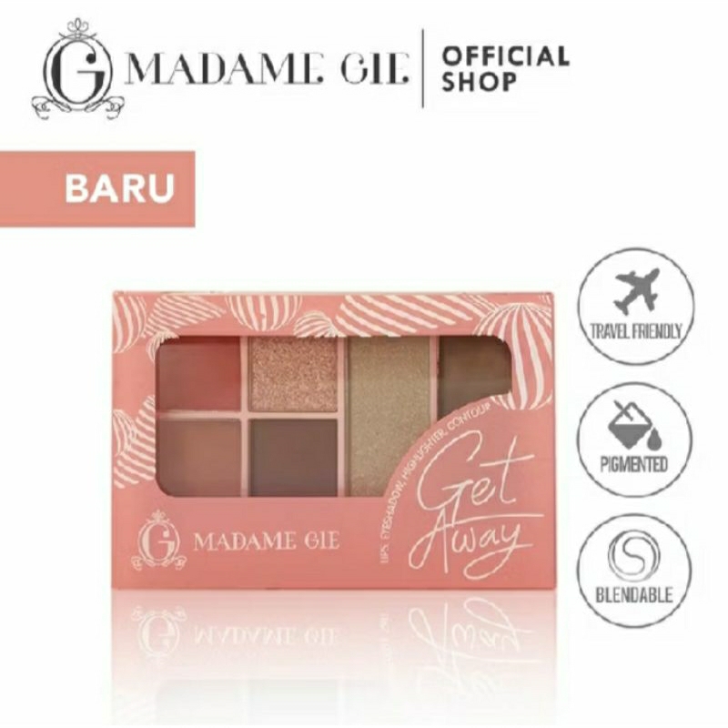 Madam Gie get away - madam gie makeup kit pallet - madam gie lip eye shadow blush on contour highlig
