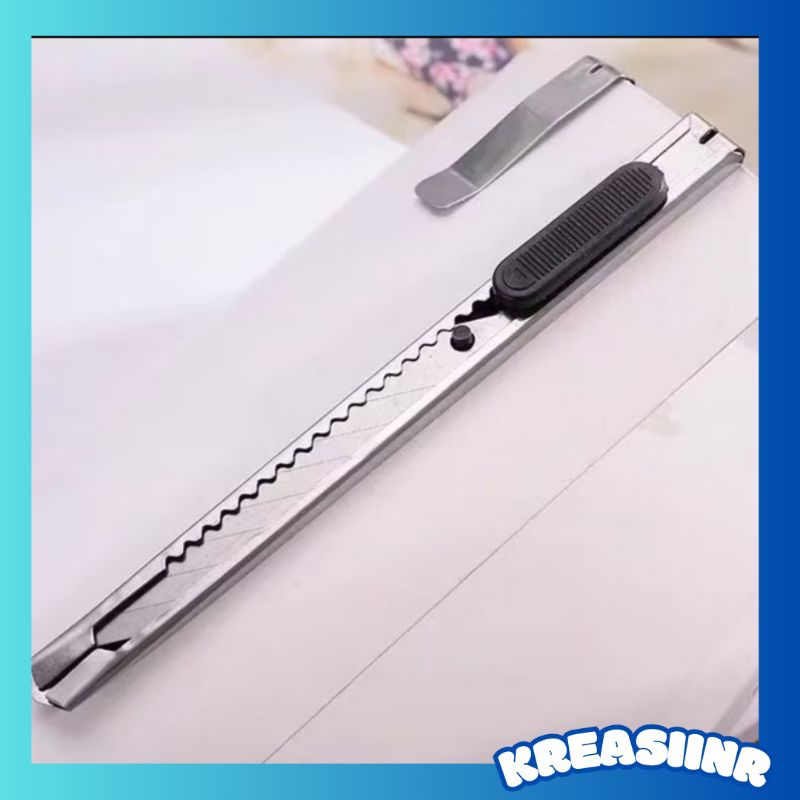 

Pisau Cutter Mini Stainless auto lock / Pisau Cutter Besi Mini