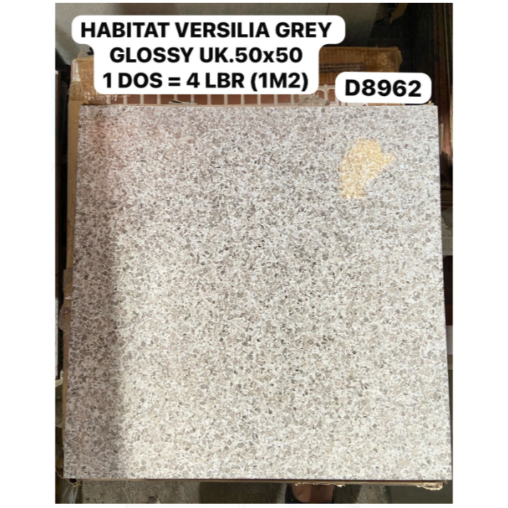 VERSILIA SERIES GREY UK.50X50 GLOSSY MOTIF TERAZZO HABITAT MILAN KERAMIK LANTAI DINDING