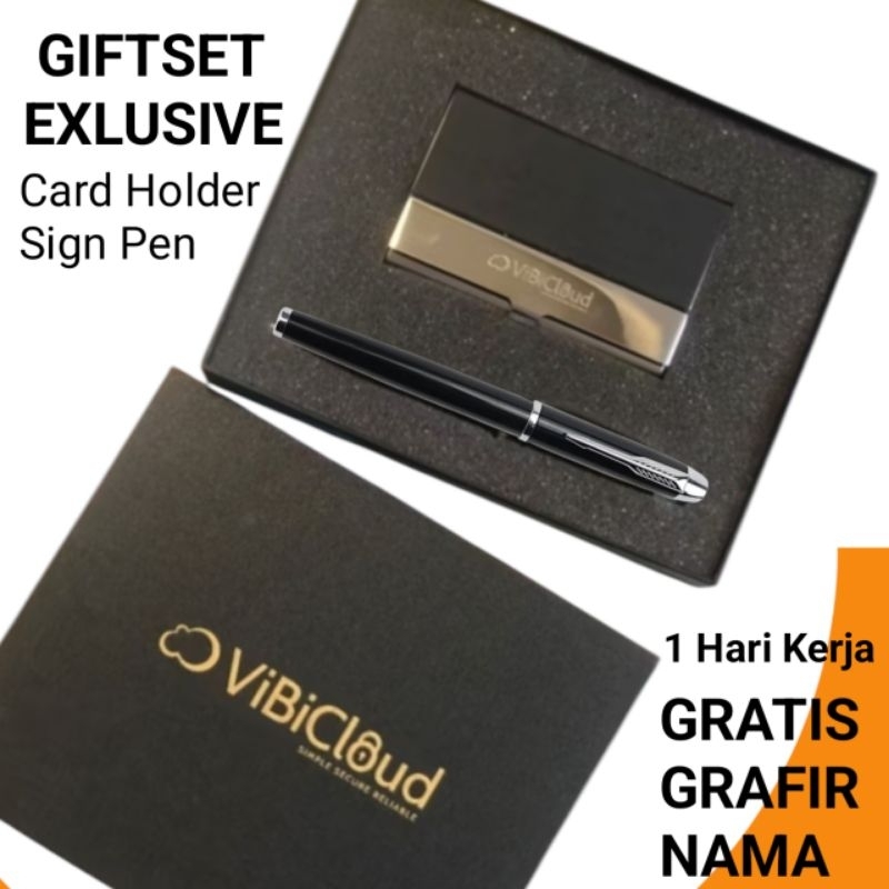 

Special Giftset Pen Hampers 2 In 1 Roller Ball Sign Pen & Card Holder Gratis Grafir Nama/Logo/Kata-Kata Tanpa PO 1 Hari Kerja