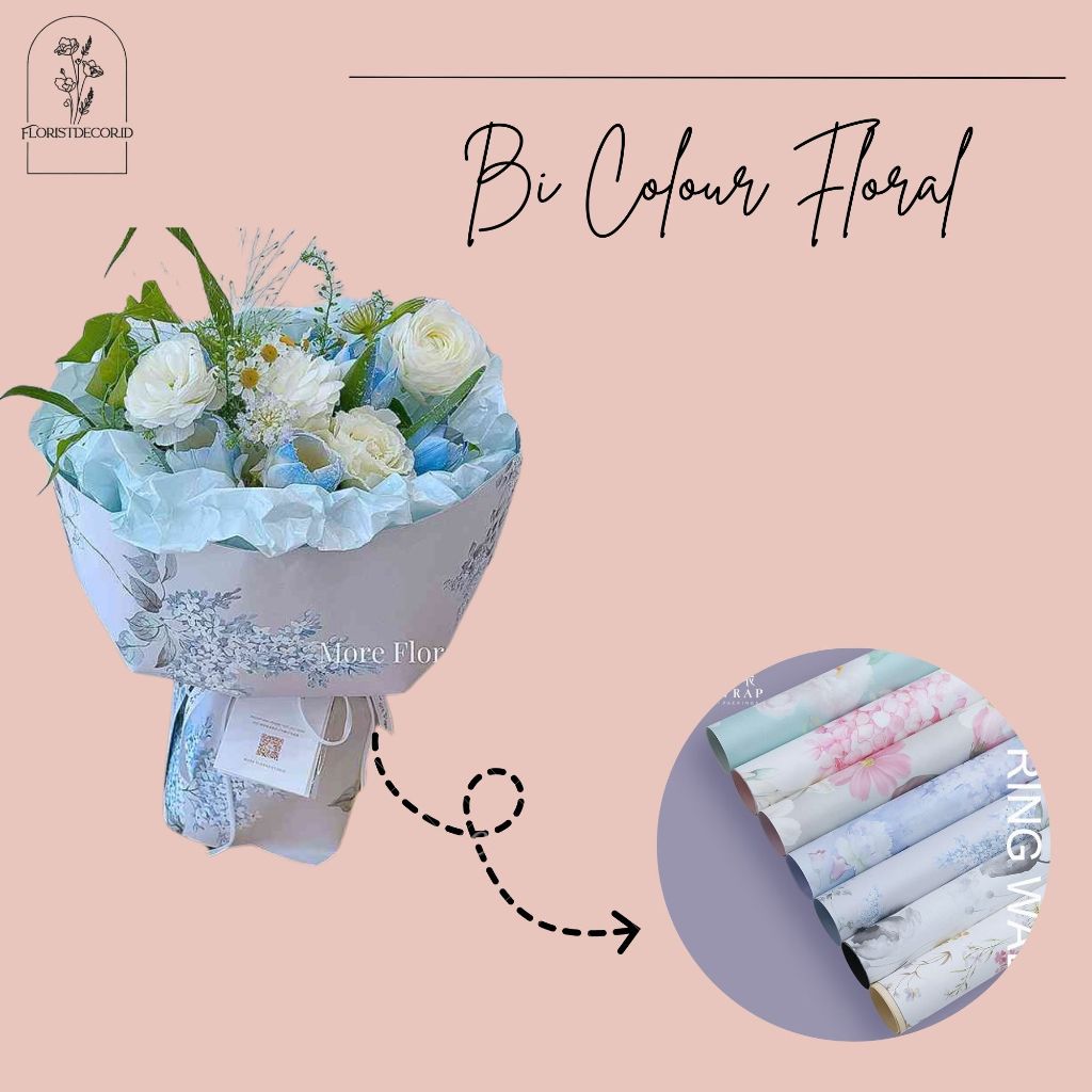 

KERTAS BUKET MOTIF BUNGA FLOWER BI COLOR FLOWER WRAPPING CELLOPHANE 2 TONE DUA WARNA