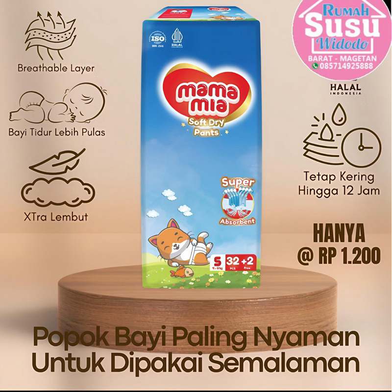 MAMAMIA SOFT DRY PANTS Celana S32+2 M28+2 L24+2 Xl20+2 anti bocor
