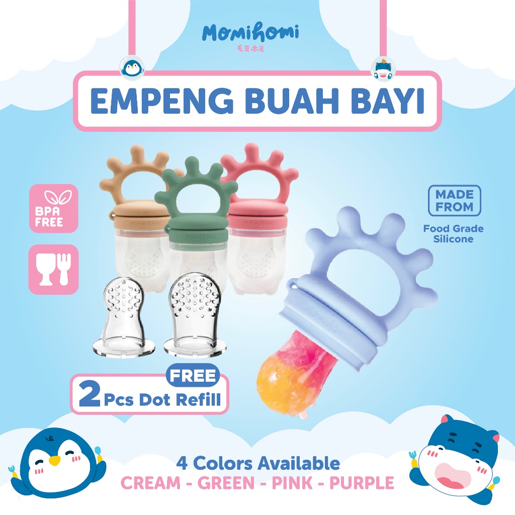 Momi Homi Teether Dot Empeng Buah Silikon 3023 Baby Fruit Pacifier Dot Buah Baby Food Fruit Feeding 