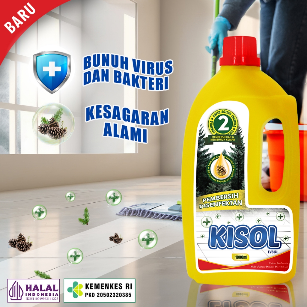 KISOL Karbol Lisol Pembersih Lantai Disinfektan 1 liter ANTIBAKTERI ANTI VIRUS EXTRA BUBBLE WRAP