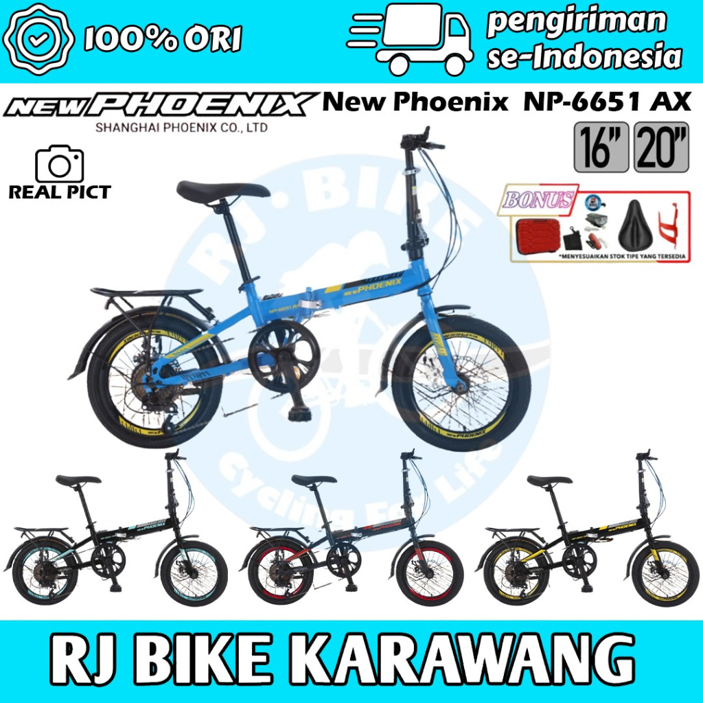 SEPEDA LIPAT FOLDING BIKE PHOENIX 20INCH NP-6652 DAN 16INCH NP-6651 INCLUDE FREE ACCESORIES