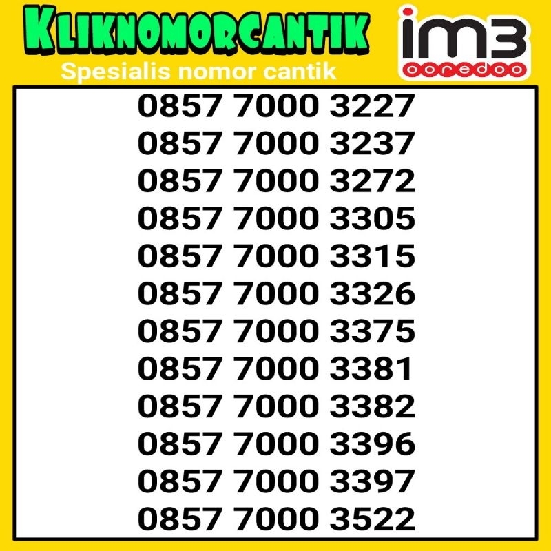 nomor cantik indosat IM3 Indosat Ooredoo seri 7000 sp1