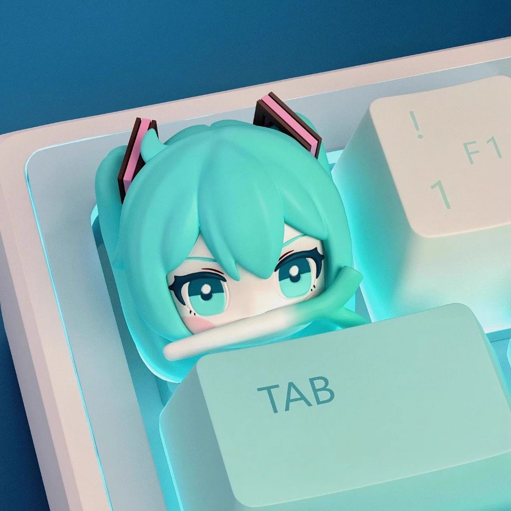 Cute Hatsune Miku customized Mechanical keyboard keycaps Personalization Handmade Cross Axle compati