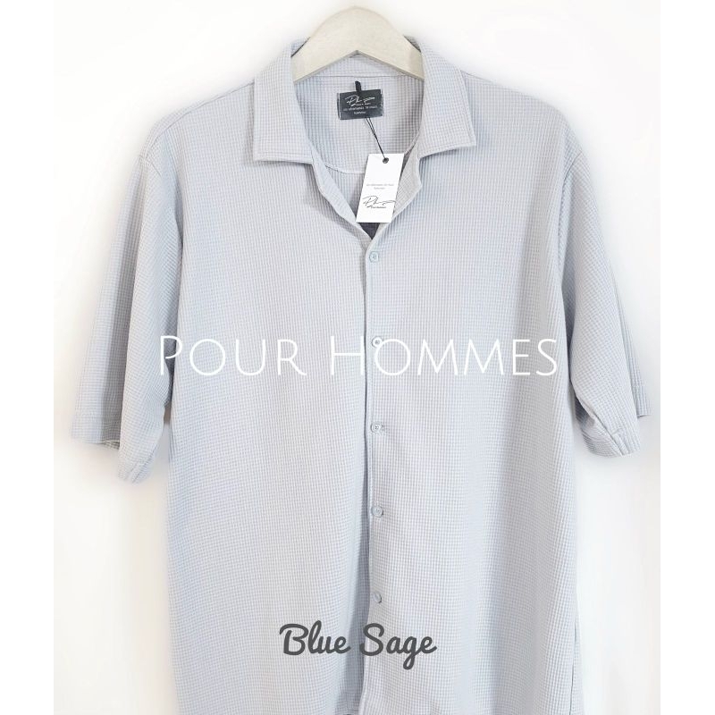 Baju Kaos Kemeja Oversize Pour Hommes Waffle Retro - kaos Kerah Pria premium