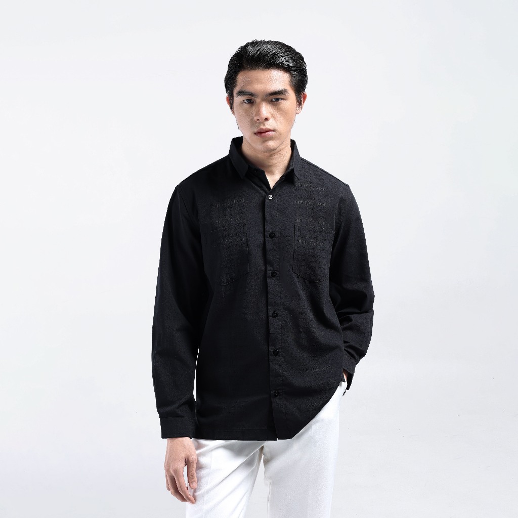 Heymale Demyr Textured Shirt Long Sleeve Baju Koko Pria Lengan Panjang