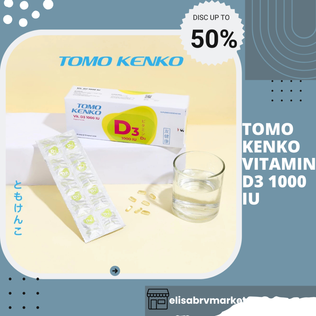 PROMO MENARIK|SPESIAL| TOMO KENKO D3 1000 IU||Tomo Kenko Vitamin D3 1000 IU Kemasan STRIP