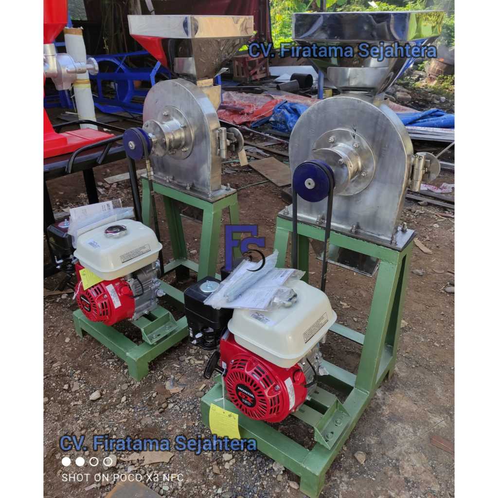 Mesin Penepung Singkong Disk mill FFC 40 Stainless Steel Giling Singkong + Mesin Diesel 12 PK