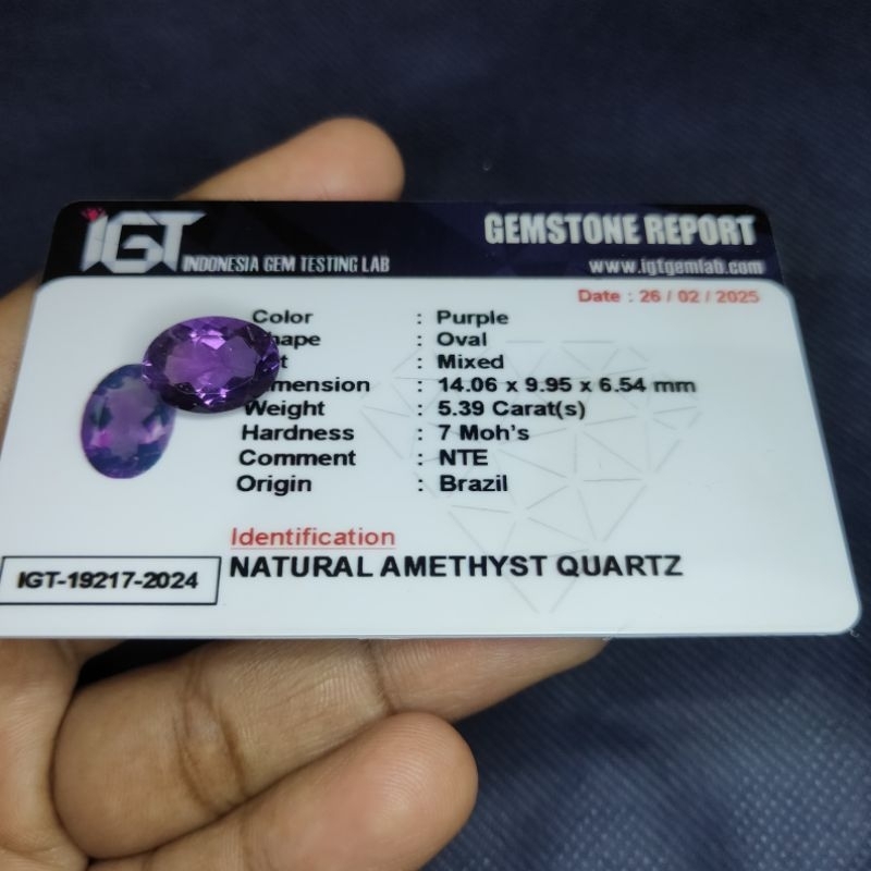 NATURAL AMETHYST QUARTZ KECUBUNG UNGU MEMO IGT 19217