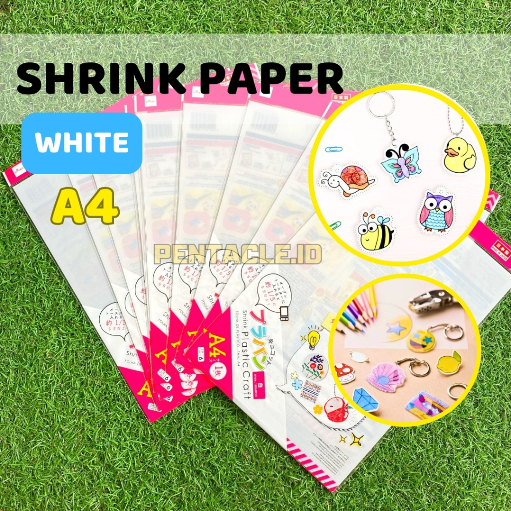 

Aneka SHRINK PAPER Shrink Plastic Premium GLOW IN THE DARK BLACK GOLD SILVER WHITE TRANSPARANT ULTRA THIN CLEAR BOARD DIY Menggambar Gantungan Kunci Keychain Tekstur Licin Kasar Dipanaskan Oven Bahan Polystyrene Iron Kerajinan Tangan Pentacle Malang