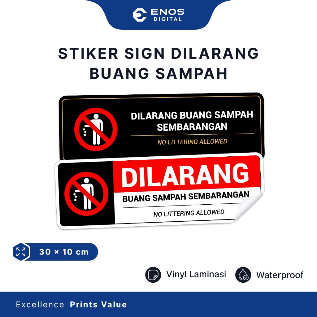 Stiker Dilarang Membuang Sampah Sembarangan Stiker Vinyl Peringatan Dilarang Membuang Sampah Sembara